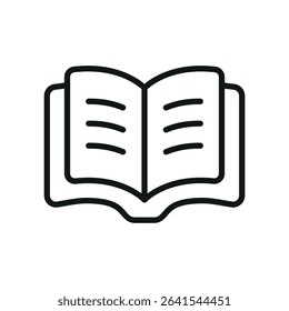 Simple line book symbol for school, study, knowledge, and literature visuals.