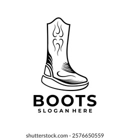 Simple Line boots vector logo design template