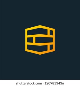 Simple Line Brick building logo designs, Brick Logo template
