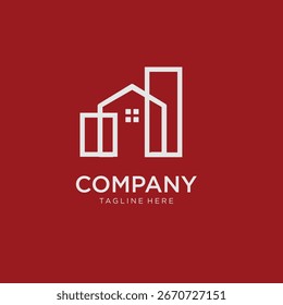 Vetor de design de logotipo de construção de linha simples 
