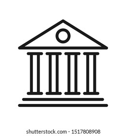 Simple line building icon design vector. Goverment, bank or roman building template