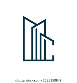 modelo de logotipo de construção de linha simples