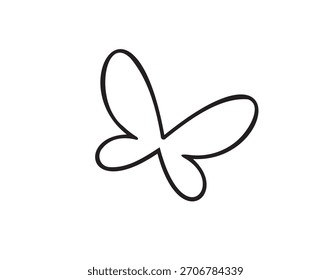 Simple line butterfly doodle hand drawn line concept icon. Simple butterfly line clipart. Vector illustration