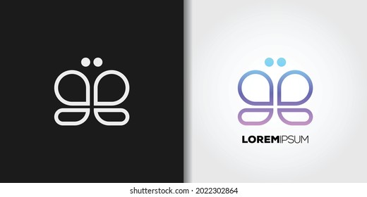 simple line butterfly logo template vector set