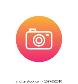 Simple line camera photography icon design vector with circle gradient background