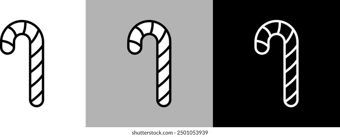 Simple line Candy Cane vector icon.