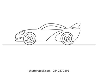Simple line of car racing vector. Continuous line drawing of racing car vector illustration