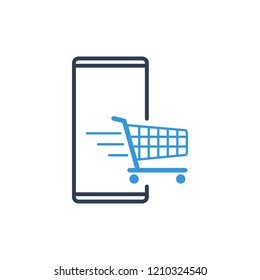 Simple Line of Cell Phone Vector Icon - Fast delivery and online shopping