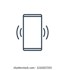 Simple Line of Cell Phone Vector Icon - mobile phone ringing or vibrating