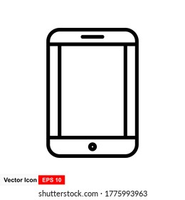 Línea simple del icono vector de teléfono celular.