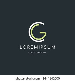 Simple Line CG or GC Letter Initials Vector Logo Template