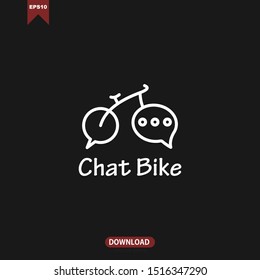 Simple line chat bike concept logo vector template design
