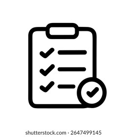 Lista de Verificação de Linha Simples com Ícone de Símbolo de Marca de Verificação para Gerenciamento de Negócios e Projetos