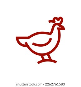 simple line chicken logo icon vector, mascot logo of rooster logo concept for fast food restaurant