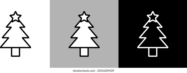 Simple line Christmas tree vector icon.