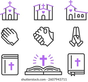 Simple Line Church Bible Icon