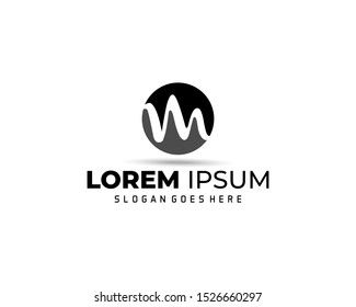 Simple line circle logo M letter. Vector Logo M.