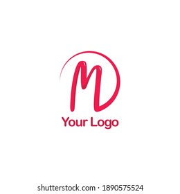 Simple line circle logo M letter. Vector Logo M.