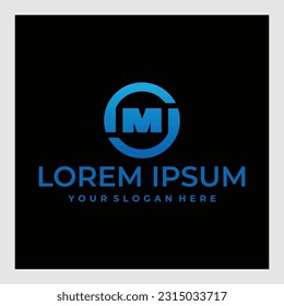 Letra M del logotipo de círculo de línea simple. Logotipo vectorial M.