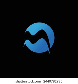 Simple line circle logo M letter. Vector Logo M.