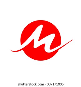 Simple line circle logo M letter. Vector Logo M.