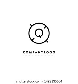 simple line circle shot Q logo letter design concept suitable for company and website