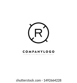 simple line circle shot R logo letter design concept suitable for company and website