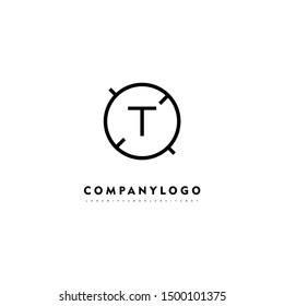 simple line circle shot T logo letter design concept suitable for company and website
