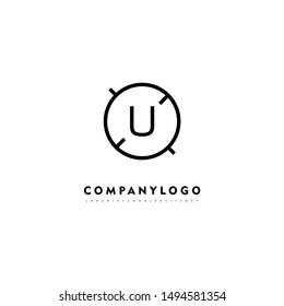 simple line circle shot u logo letter design concept suitable for company and website