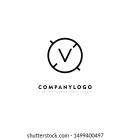 simple line circle shot V logo letter design concept suitable for company and website