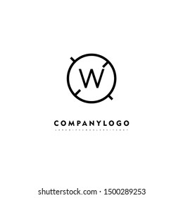 simple line circle shot W logo letter design concept suitable for company and website