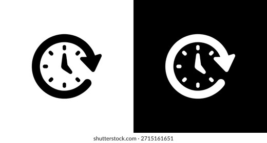 Ícone de Seta de Relógio de Linha Simples Ilustração do Conceito de Rotação de Tempo