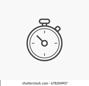 Simple Line of Clock Timer Vector Icon