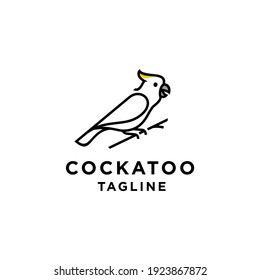 simple line cockatoo bird logo icon design vector in trendy minimal outline style