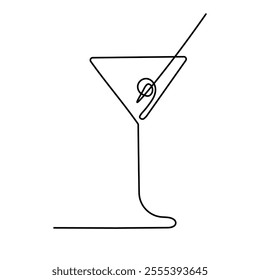 simple line cocktail.minimals line concept.continuous single line drawing of cocktail.vector illustration