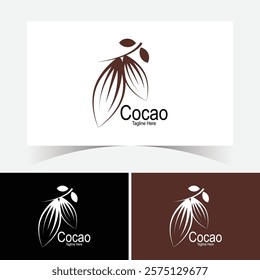 Simple Line CoCoa Logo Design Template. Cocoa Logo. Chocolate Farm with Minimalist Style. Natural Cocoa Beans Logo, Icon, Symbol, Vector, Design Inspiration.