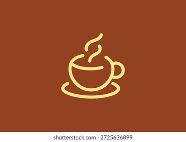 Logotipo de taza de café de línea simple para marca de café, bebida o estilo de vida.