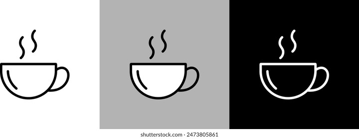 Simple line coffee cup vector icon.