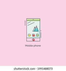 Simple line colorful mobile phone icon