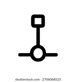 Línea simple que conecta el cuadrado y el icono de la forma del elemento del círculo