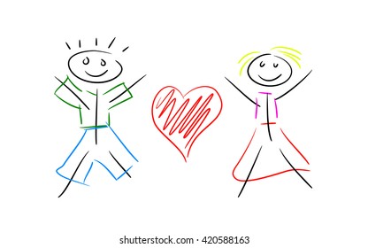 simple line couple in love
