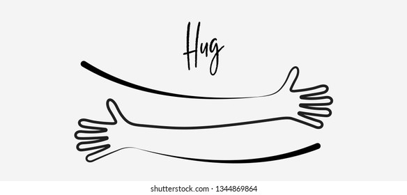 Simple line creating hug drawing. Vector illustration