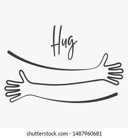 Simple line creating hug drawing. Vector illustration