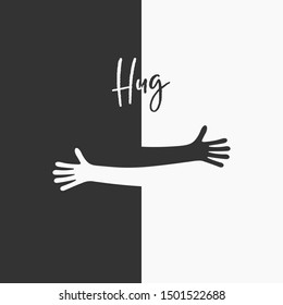 Simple line creating hug drawing. Vector illustration