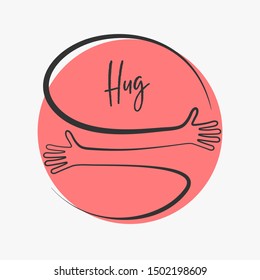 Simple line creating hug drawing. Vector illustration