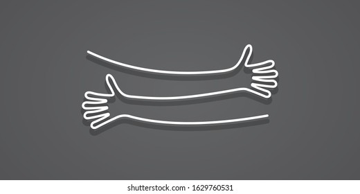 Simple line creating hug drawing. Vector illustration