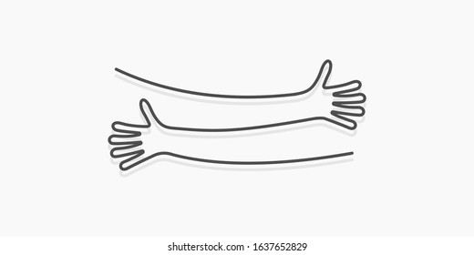 Simple line creating hug drawing. Vector illustration