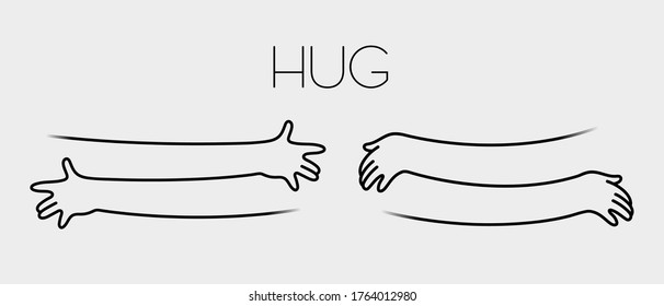 Simple line creating hug drawing. Vector illustration