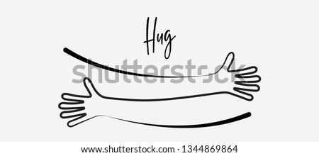 Simple line creating hug drawing. Vector illustration