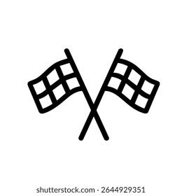 Simple Line Crossed Checkered Flag Race Sport Championship Symbol Icon